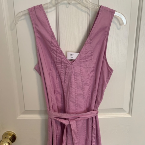 GAP Women Pleated Cotton Lined Swing Dress With Tie Belt Size SM - Picture 3 of 6